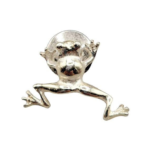 Sterling Jumping Frog Tie Tack Hat Pin Brooch Figural 925 Sterling Silver - Picture 2 of 6